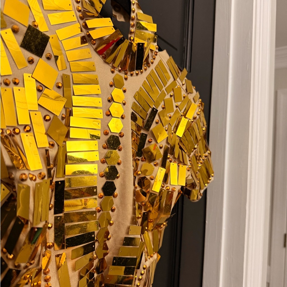 NWT Gold Sequin Embellished bodysuit - Picture 2 of 6
